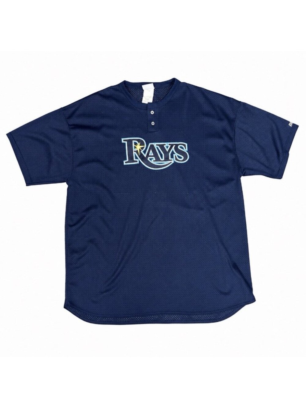Tampa Bay Rays #25 Henley Baseball Jersey Mens XXL Navy Blue Mesh USA Sewn